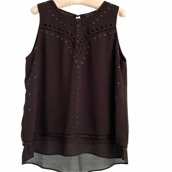 Greylin Black Tank Embroidered Cut Outs + Studs M - Picture 1 of 8